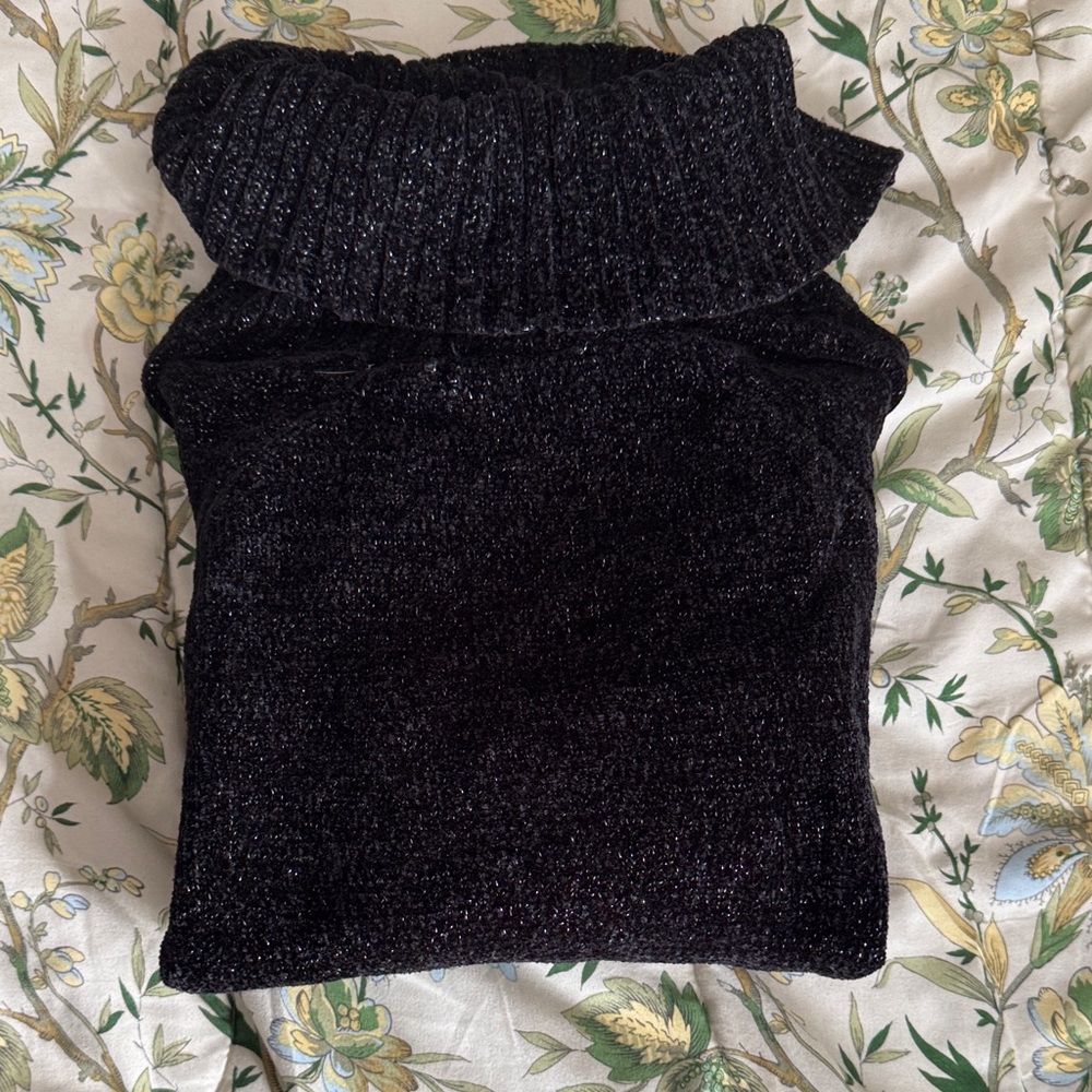 INC International Concepts Black Shimmer Cowl Neck Sweater